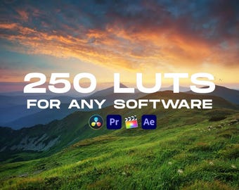 250 LUT cinematográficos/ajustes preestablecidos de gradación de color para edición de vídeo