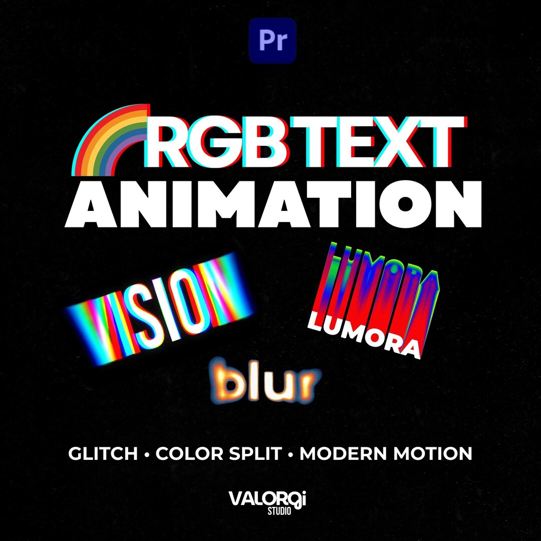 Premiere Pro RGB Glitch Text Animation Pack | 12 Scenes, Color Control ...