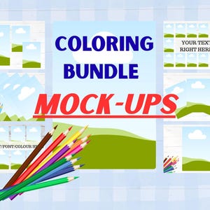 Malbuch Mockup Set | Druckbare Seiten Anzeige | Canva Vorlage