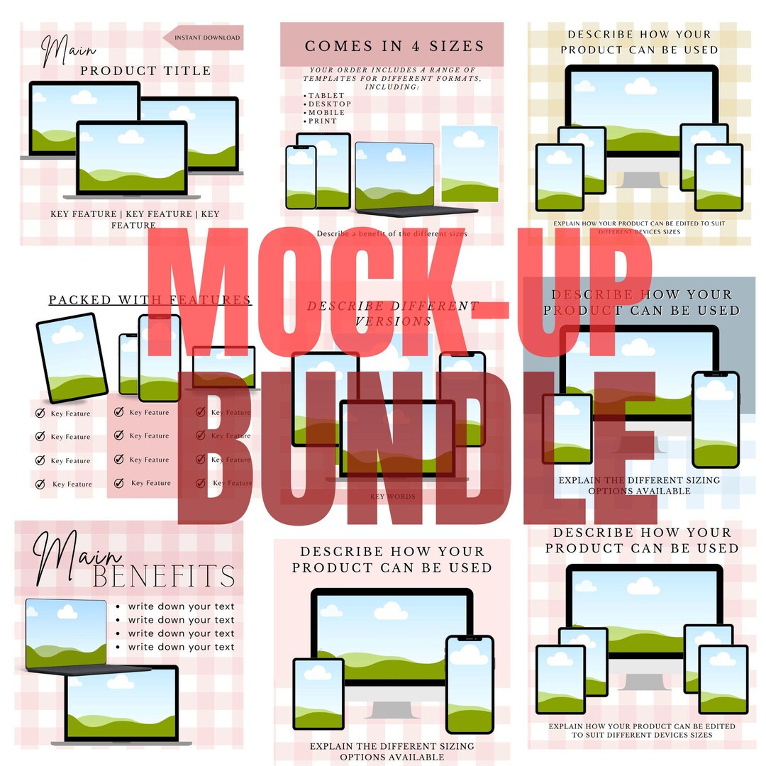 Canva Mockup Bundle | Editable Digital Mockups for Etsy & Social Media ...