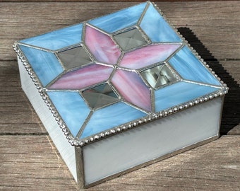 Quilt Block Stained Glass Box - "Grandmother's Own"