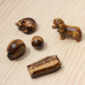 Tiger Eye Sleeping Cat、statue: Natural Stone,Decor Hand Carved ,chakra image 3