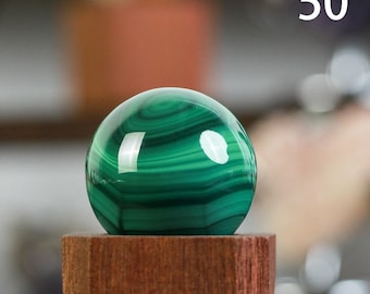 Naturalna kula malachitowa klasy AAA i AA: uzdrawiająca dekoracja kryształowa (33 mm), czakra serca, Anahata