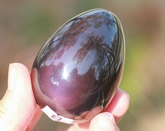 Rainbow Obsidian Egg | Polished Crystal Egg | Protection & Heart Healing Stone | Negativity Shield | Muladhara | Sahasrara