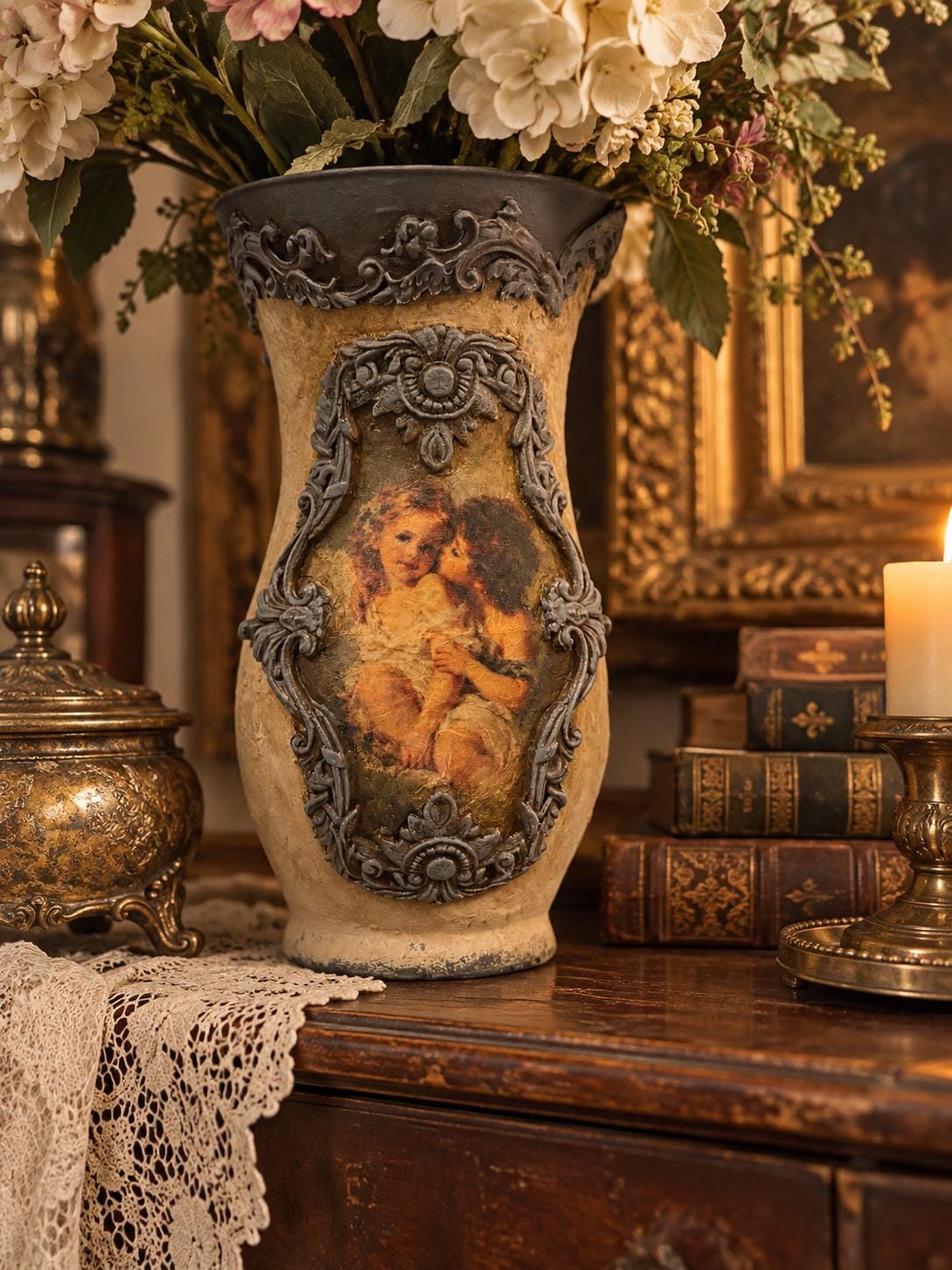 アンティークドレスデン　天使の壺 Antique Angel Vase - Etsy