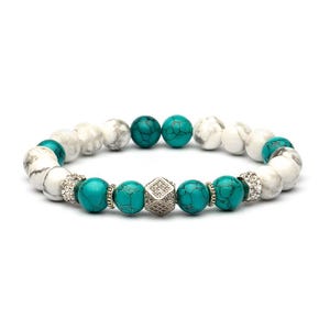 Rocksology Handgemachtes Howlith Türkis Armband - Wisdom & Peaceful Kommunikation Crystal Healing Schmuck Geschenk