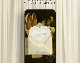 Oil Painting Save the Date Wedding Website with RSVP | Editable Canva Template