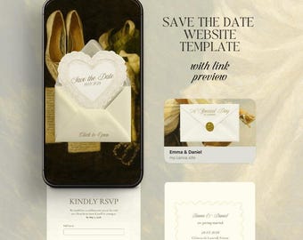 Oil Painting Save the Date Wedding Website with RSVP | Editable Canva Template