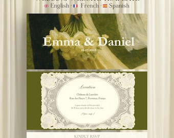 Oil Painting Wedding Website with RSVP | Editable Canva Template | Instant Download