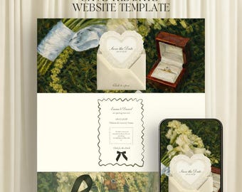 Forest Green Save the Date Wedding Website with RSVP | Oil Painting Style | Editable Canva