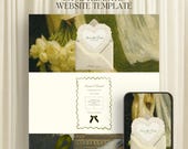 Olive Green Save the Date Wedding Website with RSVP | Editable Canva Invitation | Vintage Oil Painting