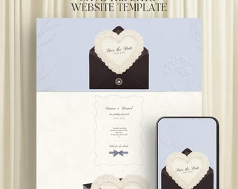 Powder Blue & Chocolate Brown Save the Date with RSVP | Canva Wedding Website