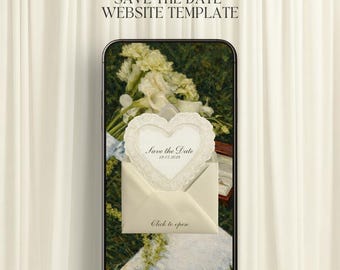 Sage Green Save the Date Wedding Website with RSVP | Oil Painting Style | Editable Canva