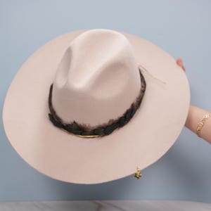 Penelope Fedora Felt Hat with Large Brim Handmade