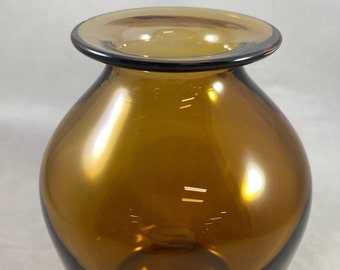 Transparent Amber Blown Glass Vase