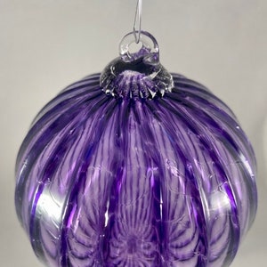 Transparent Amethyst Purple Optic Hand Blown Glass Ornament image 1