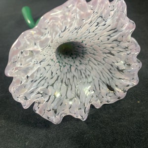 Handmade Blush Pink speckled Glass Flower with Green Stem image 6