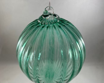 Transparent Green Optic Hand Blown Glass Ornament