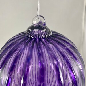 Transparent Amethyst Purple Optic Hand Blown Glass Ornament image 4