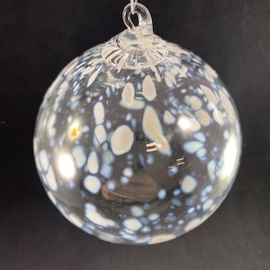 Hand Blown White Snow Glass Ornament