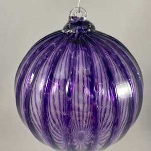 Transparent Amethyst Purple Optic Hand Blown Glass Ornament image 3