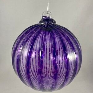 Transparent Amethyst Purple Optic Hand Blown Glass Ornament image 2