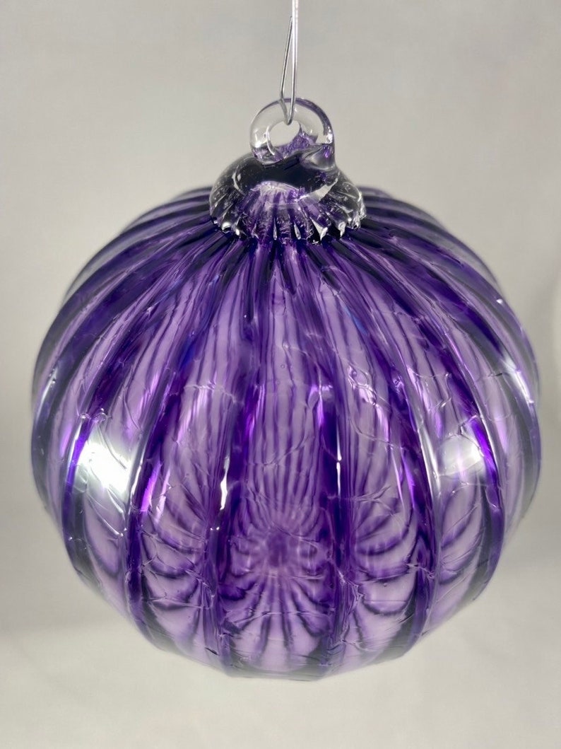 Transparent Amethyst Purple Optic Hand Blown Glass Ornament image 1