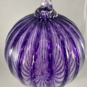 Transparent Amethyst Purple Optic Hand Blown Glass Ornament image 5