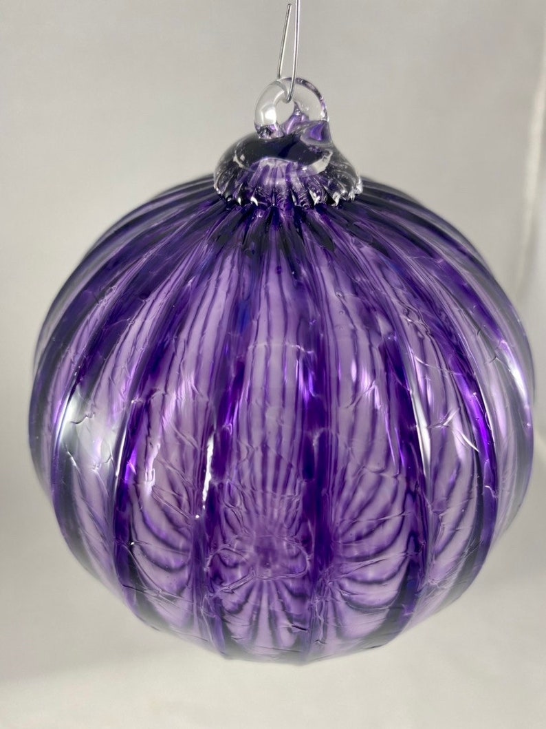 Transparent Amethyst Purple Optic Hand Blown Glass Ornament image 5