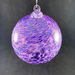 Purple and Light Purple Hand Blown Glass Ornament