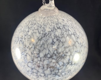 Hand Blown White Snow Glass Ornament