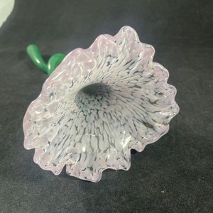 Handmade Blush Pink speckled Glass Flower with Green Stem image 3