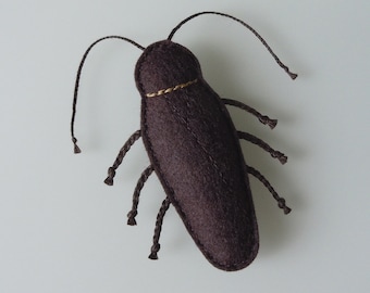 Catnip Cat Toy Brown Wool Felt Cockroach