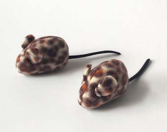 Little Catnip Mouse Cat Toy in Leopard Print Fleece