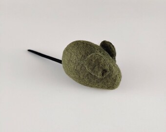 Little Fleece Catnip Mouse in Olive Green