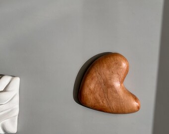 Handcarved Wooden Heart Wall Art: Modern Boho Sculpture