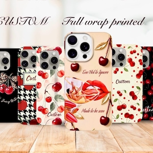 Cherry Gift Custom Phone Case - Slim Red Aesthetic iPhone Cover Gift for Her iPhone 13 14 11 12 13 15 Pro Max X, Personalized Cherries Lover