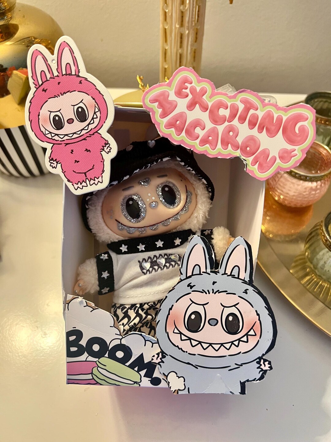 Unique Labubu Custom Labubu Tattoo Fashion Plush Doll – Handmade Custom Bedazzled ...