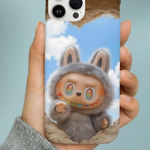 Coque de portable personnalisée Labubu - fine coque pour iPhone coeur sable, lapin kawaii, cadeau pastel coloré pour elle, iPhone 15 16 14 11 12 13 X, Pro Max