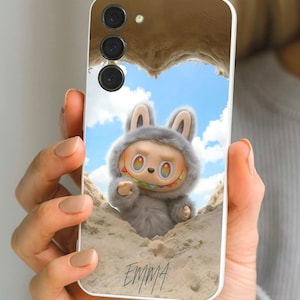 Labubu Samsung Custom Phone Case – Heart Sand Slim phone Cover, Kawaii Bunny Colorful Pastel Gift for Her Galaxy S20 S21 S22 S23