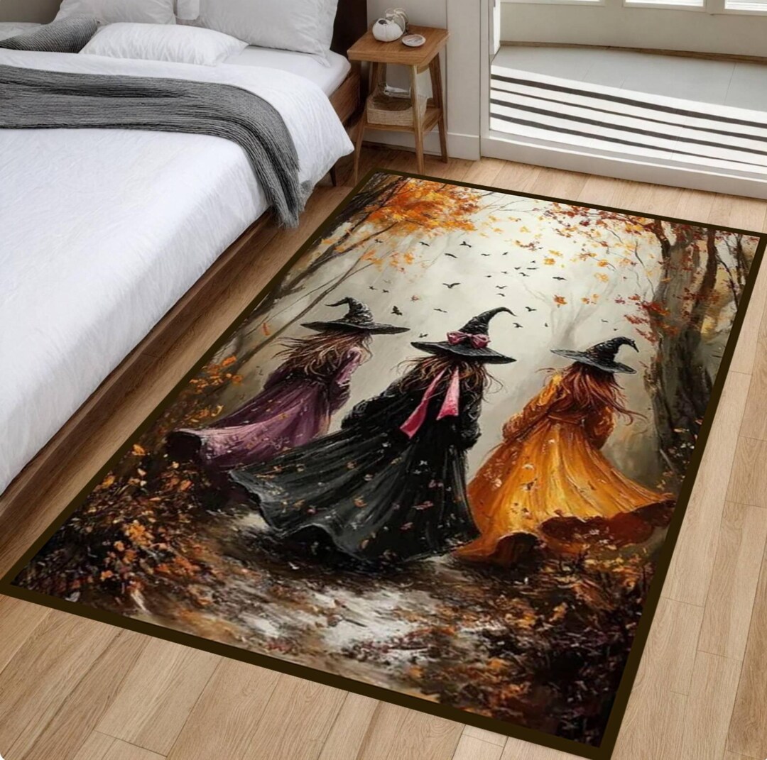 Halloween Witch Rug, Spooky Fall Decor, Autumn Witches Area Rug ...