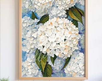 Hydrangea Printable Wall Art Vintage Cottagecore Floral DIGITAL DOWNLOAD Botanical Home Decor Gift for Women
