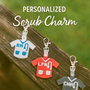 Personalized Scrubs Charm/Keychain  | Healthcare Worker Gift | Cute Nurse Keychain | Zipper Charm |Scrub Charm |