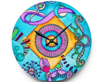 Colorful Wall Clock, Abstract Clock, Dorm Clock, Back to School, Kid's Room,  Cheerful Abstract, Interior Decor-Infinity Circle MNDBND14622