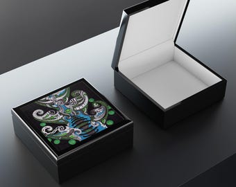 ヴィンテージホリデージュエリーボックス：光沢のあるタイルの記念品