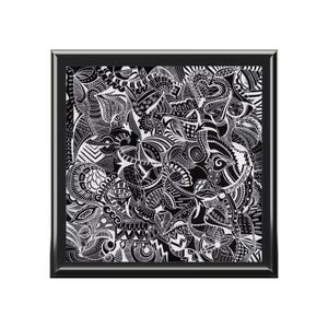 Lacy Lines- MNDBND 61954A- Decorative Jewelry Box, Elegant Black and White Jewelry Box, Keepsake Storage, Wooden Box, Trinket Box. Gifts box