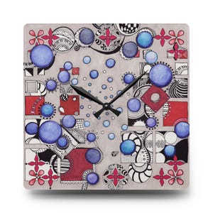Colorful Geometric Acrylic Wall Clock, Cheerful Abstract, Home, office or dorm clock, Kitchen Clock, Office Clock, Bubble Bend-MNDBND70000A