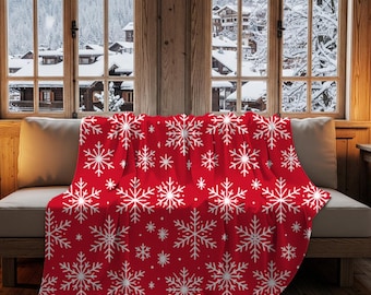 Customizable Snowflakes Pattern Sherpa Blanket. Custom Color Fleece Throw. Winter Decor.
