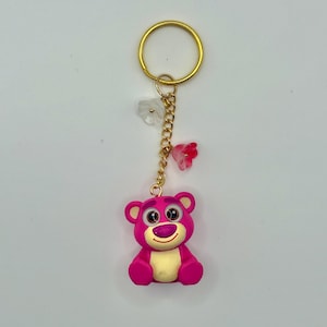 Lotso Keychain • Toy Story Pixar Inspired Keychain • Pink Bear Bag Charm • Handmade Disney Gift image 1