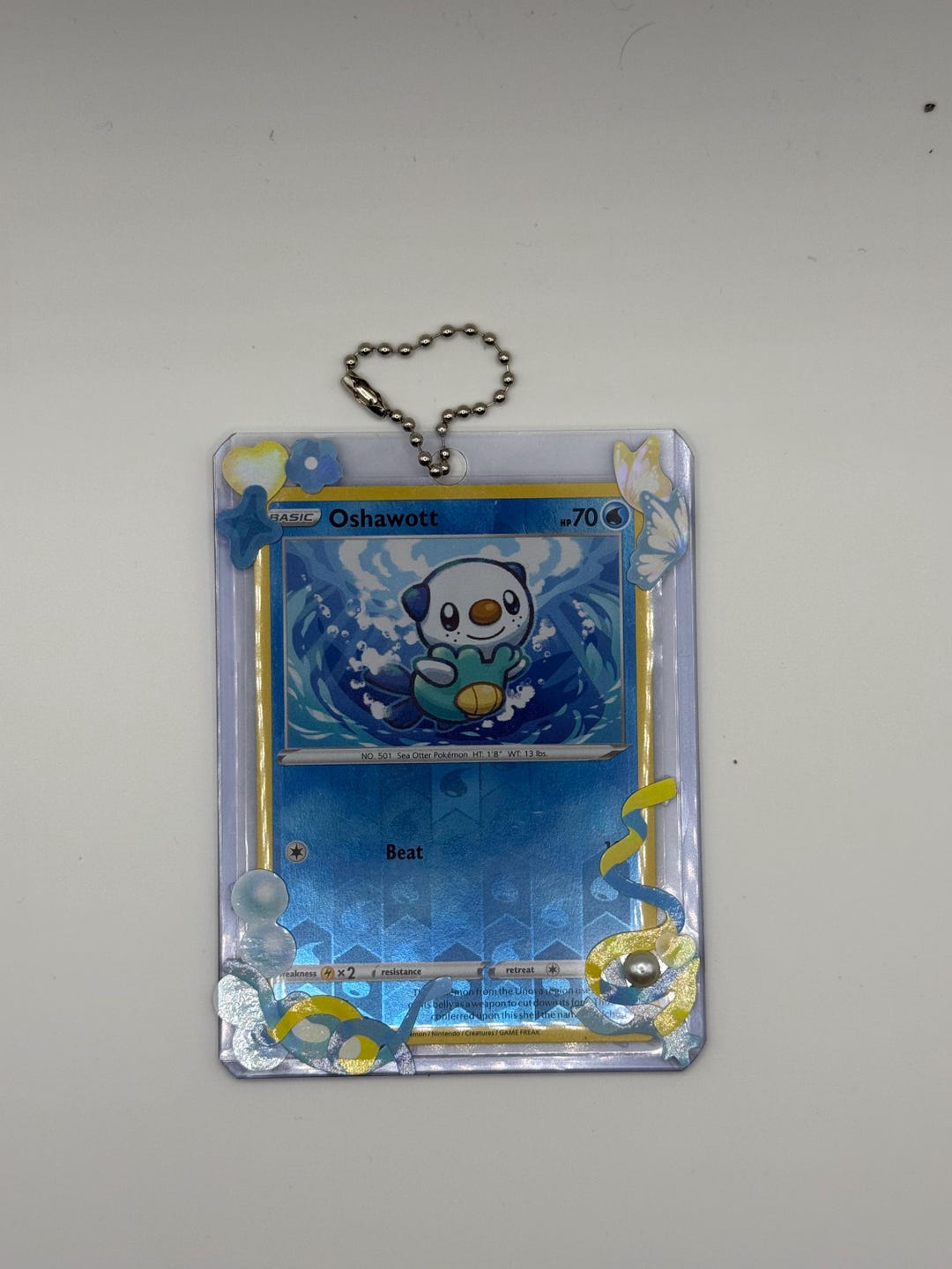 Oshawott Pokèmon Trading Card Keychain – Pokèmon – Handmade Bag Charm ...